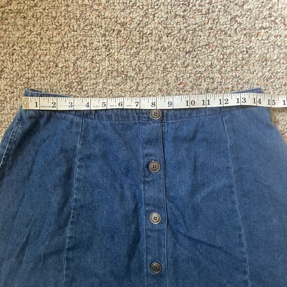 The Vermont Country Store Women Denim Midi Skirt Size M Button Up Cotton Cottage - Picture 6 of 7